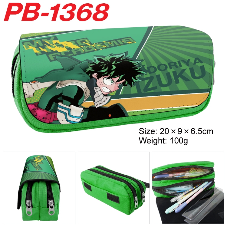 My Hero Academia Cartoon double-layer zipper canvas stationery case pencil Bag 20×9×6.5cm PB-1368