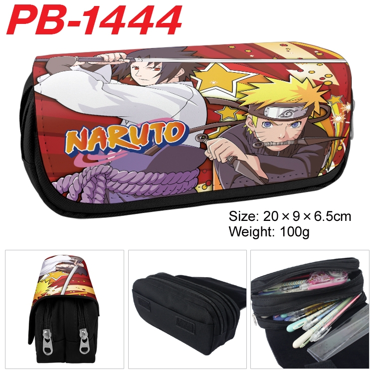 Naruto Cartoon double-layer zipper canvas stationery case pencil Bag 20×9×6.5cm PB-1444