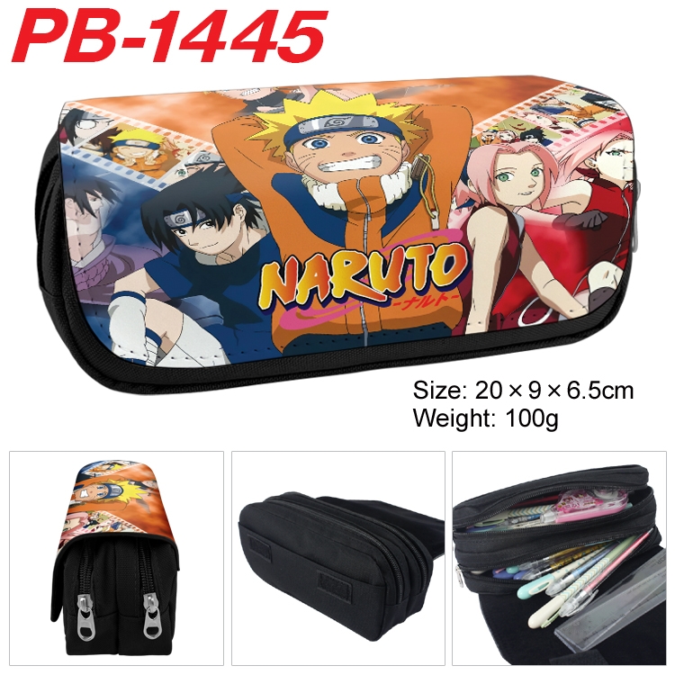 Naruto Cartoon double-layer zipper canvas stationery case pencil Bag 20×9×6.5cm  PB-1445