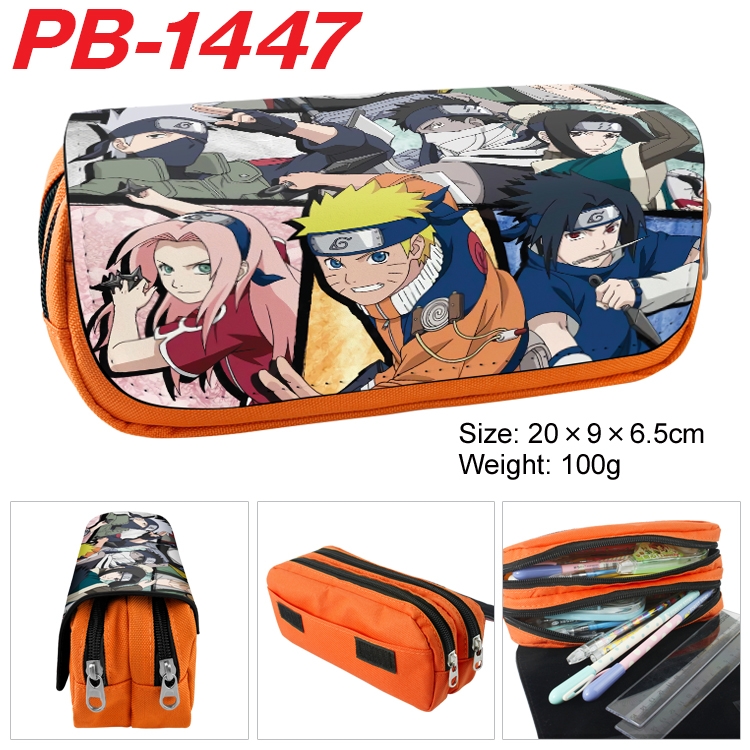 Naruto Cartoon double-layer zipper canvas stationery case pencil Bag 20×9×6.5cm  PB-1447