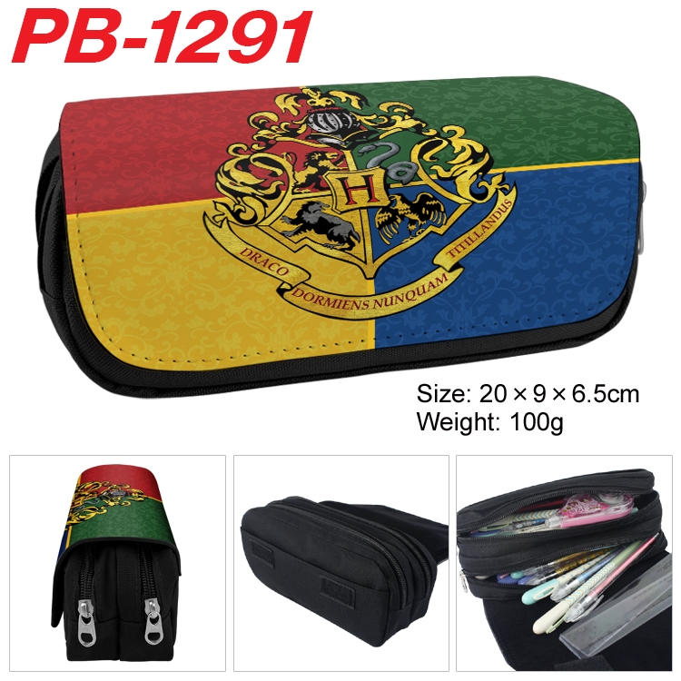 Harry Potter  Cartoon double-layer zipper canvas stationery case pencil Bag 20×9×6.5cm  PB-1291