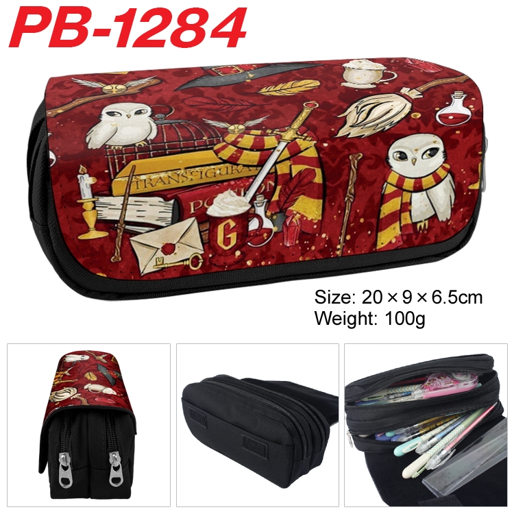 Harry Potter  Cartoon double-layer zipper canvas stationery case pencil Bag 20×9×6.5cm  PB-1284