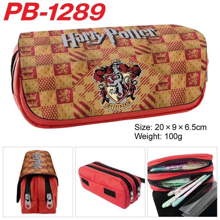 Harry Potter  Cartoon double-layer zipper canvas stationery case pencil Bag 20×9×6.5cm PB-1289