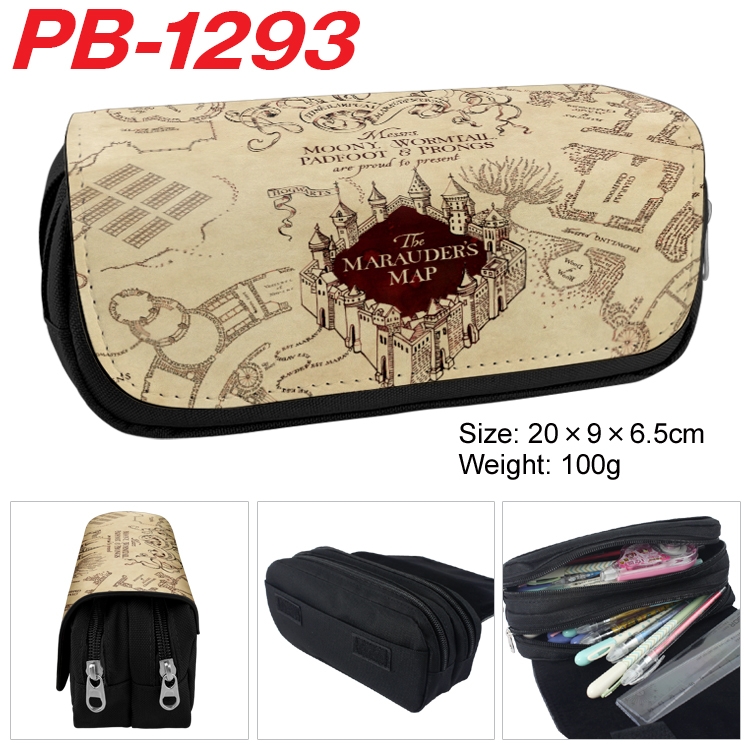 Harry Potter  Cartoon double-layer zipper canvas stationery case pencil Bag 20×9×6.5cm  PB-1293