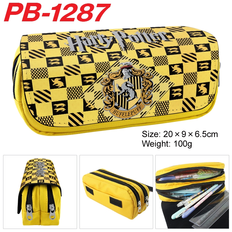 Harry Potter  Cartoon double-layer zipper canvas stationery case pencil Bag 20×9×6.5cm  PB-1287