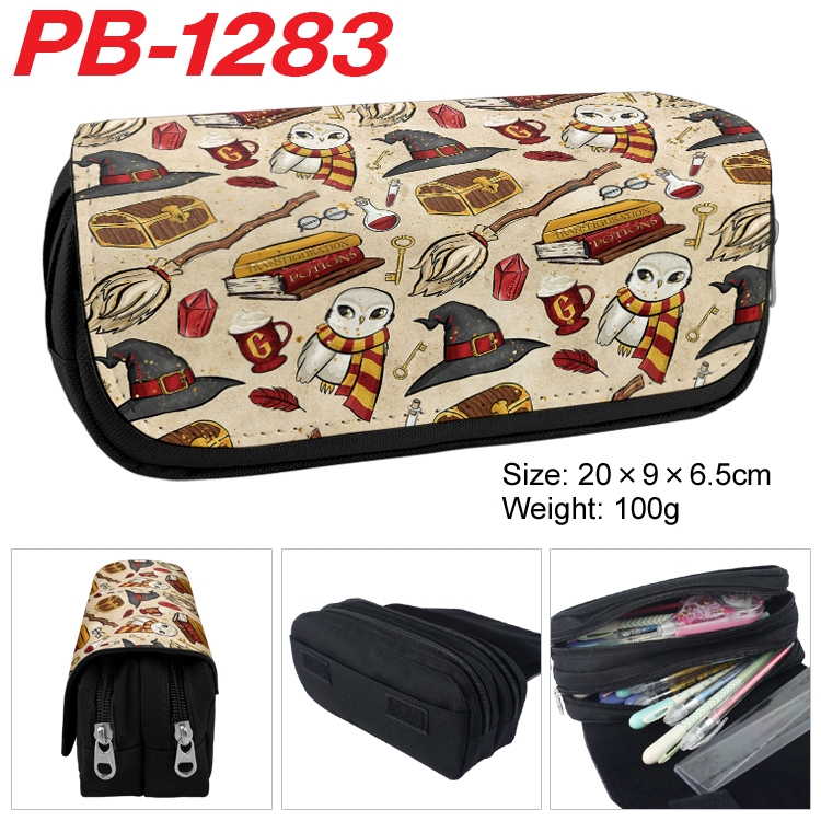 Harry Potter  Cartoon double-layer zipper canvas stationery case pencil Bag 20×9×6.5cm PB-1283