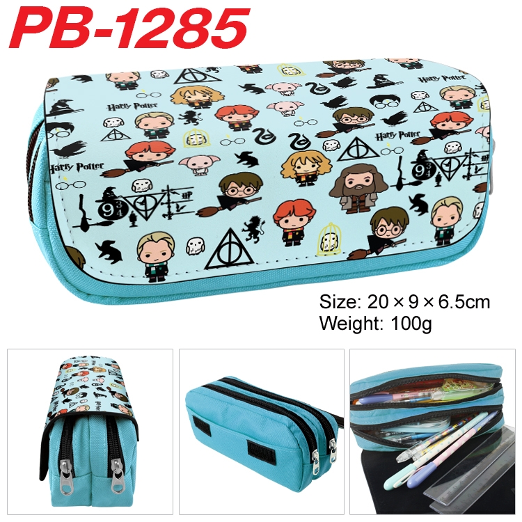 Harry Potter  Cartoon double-layer zipper canvas stationery case pencil Bag 20×9×6.5cm PB-1285