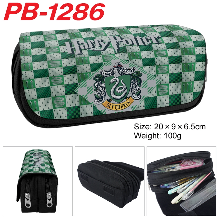 Harry Potter  Cartoon double-layer zipper canvas stationery case pencil Bag 20×9×6.5cm  PB-1286