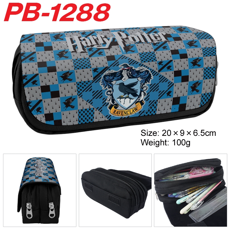 Harry Potter  Cartoon double-layer zipper canvas stationery case pencil Bag 20×9×6.5cm  PB-1288