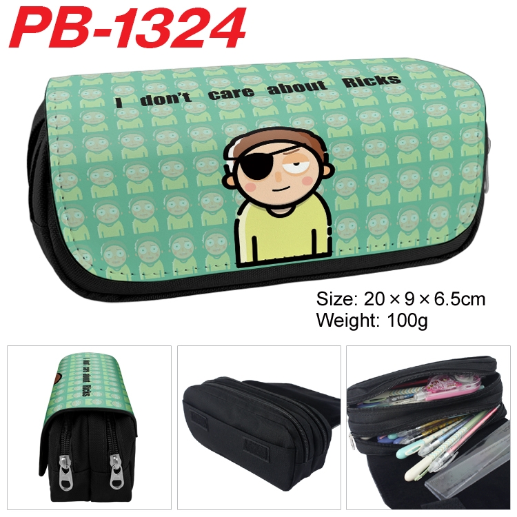 Rick and Morty Cartoon double-layer zipper canvas stationery case pencil Bag 20×9×6.5cm PB-1324