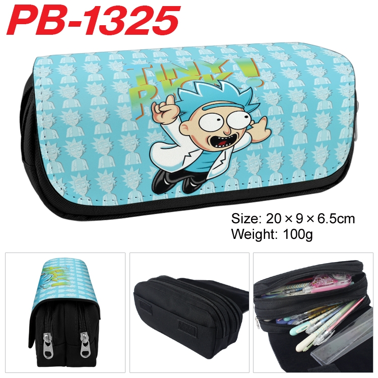 Rick and Morty Cartoon double-layer zipper canvas stationery case pencil Bag 20×9×6.5cm  PB-1325