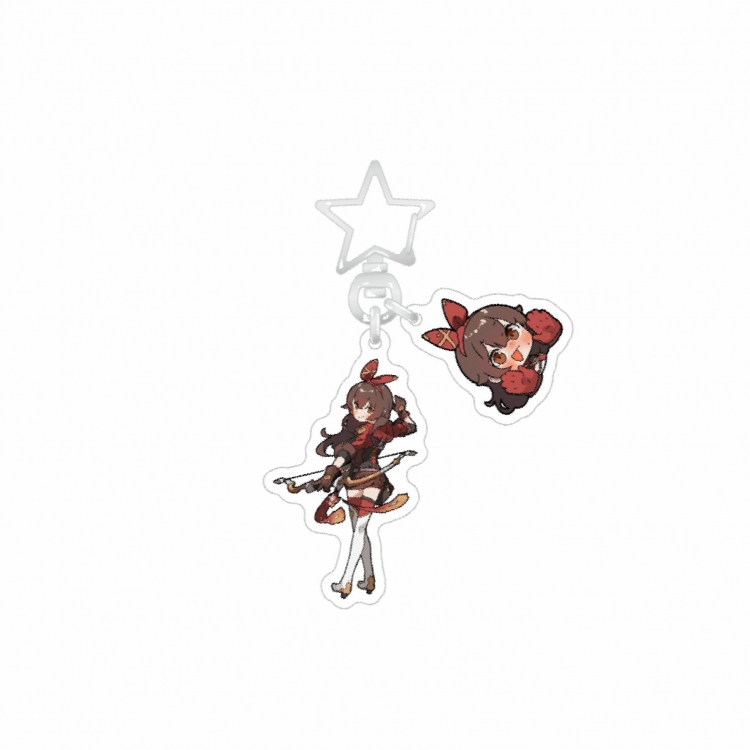 Genshin Impact Double layer Epoxy Keychain Bag Pendant Decoration Ornament price for 2 pcs