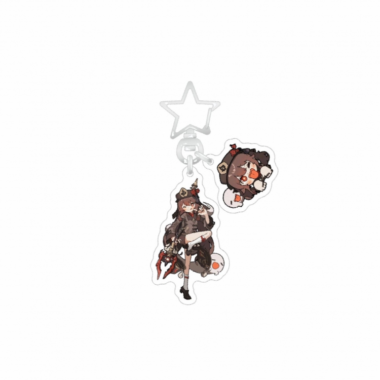 Genshin Impact Double layer Epoxy Keychain Bag Pendant Decoration Ornament price for 2 pcs