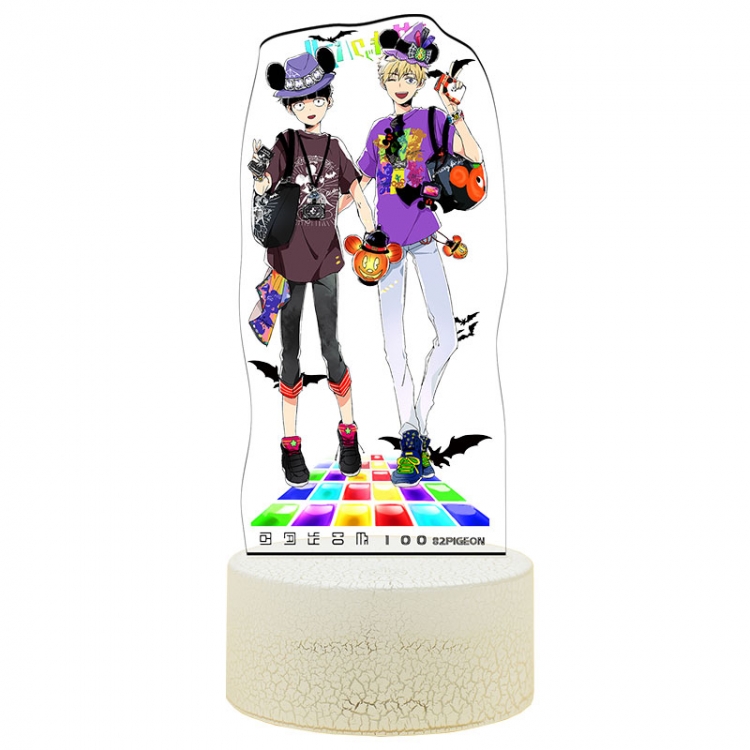 Mob Psycho 100 Acrylic night light 16 kinds of color changing USB interface box 14X7X4CM white base