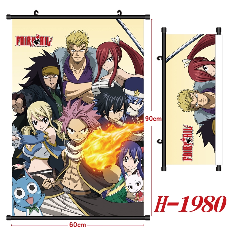 Fairy tail Anime Black Plastic Rod Canvas Painting Wall Scroll 60X90CM  H-1980