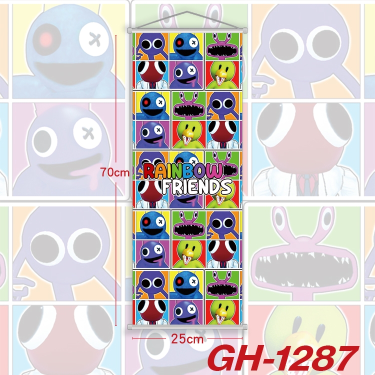 Rainbow friends Plastic Rod Cloth Small Hanging Canvas Painting Wall Scroll 25x70cm price for 5 pcs GH-1287A