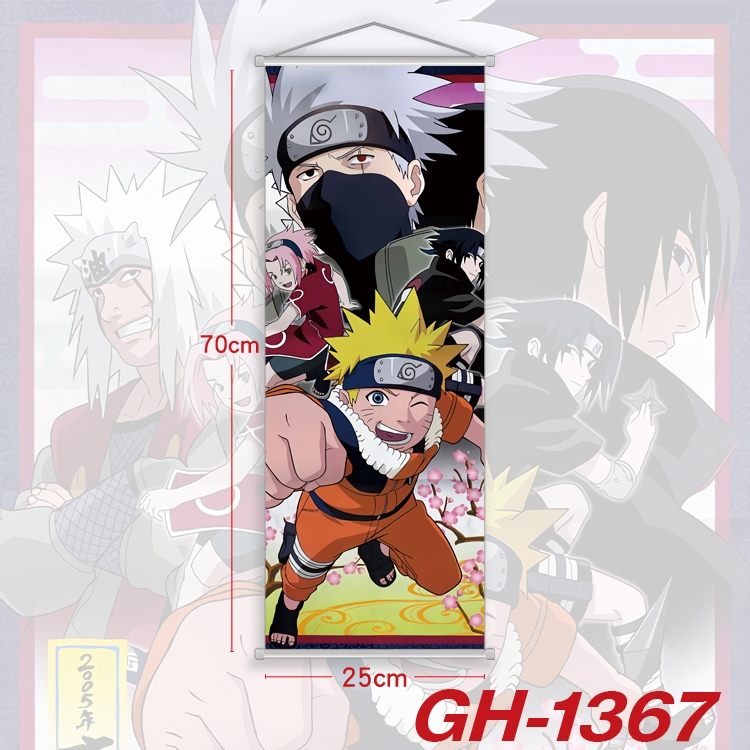 Naruto Plastic Rod Cloth Small Hanging Canvas Painting Wall Scroll 25x70cm price for 5 pcs  GH-1367A