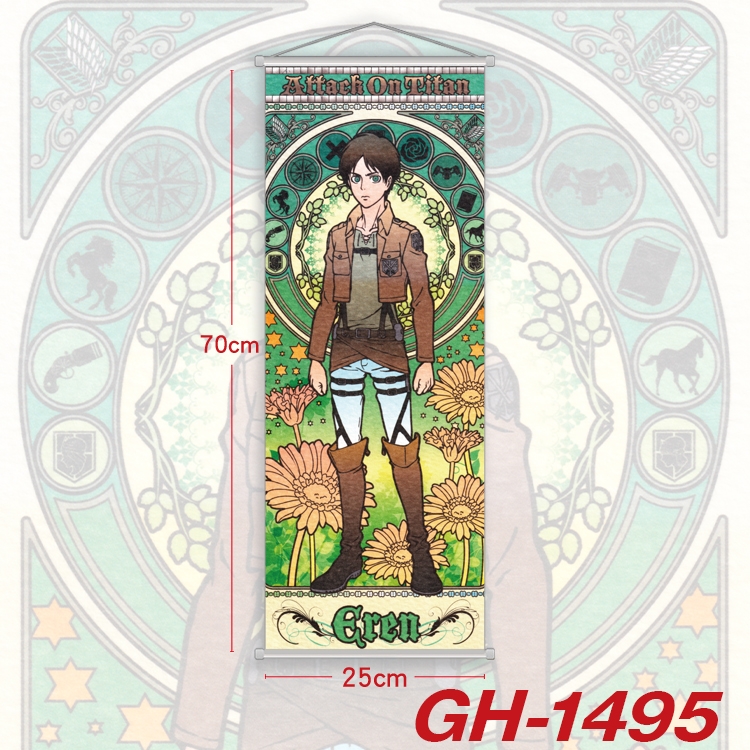 Shingeki no Kyojin Plastic Rod Cloth Small Hanging Canvas Painting Wall Scroll 25x70cm price for 5 pcs GH-1495A
