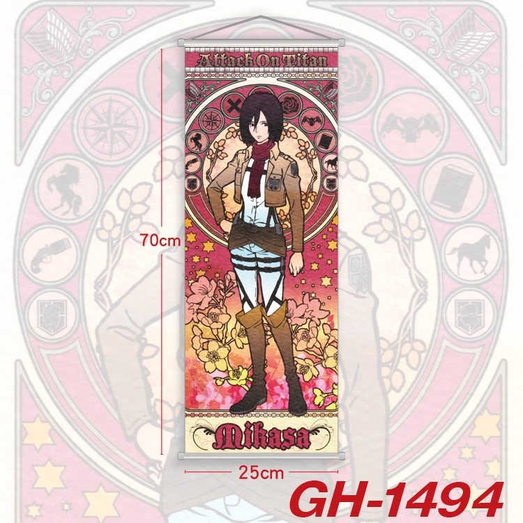 Shingeki no Kyojin Plastic Rod Cloth Small Hanging Canvas Painting Wall Scroll 25x70cm price for 5 pcs GH-1494A