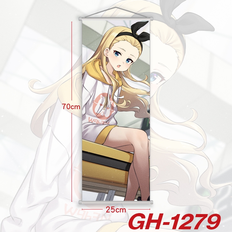 Lycoris Recoil Plastic Rod Cloth Small Hanging Canvas Painting Wall Scroll 25x70cm price for 5 pcs GH-1279A