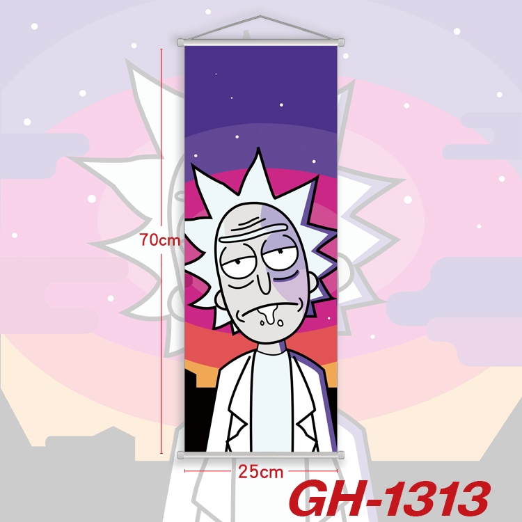 Rick and Morty Plastic Rod Cloth Small Hanging Canvas Painting Wall Scroll 25x70cm price for 5 pcs GH-1313A