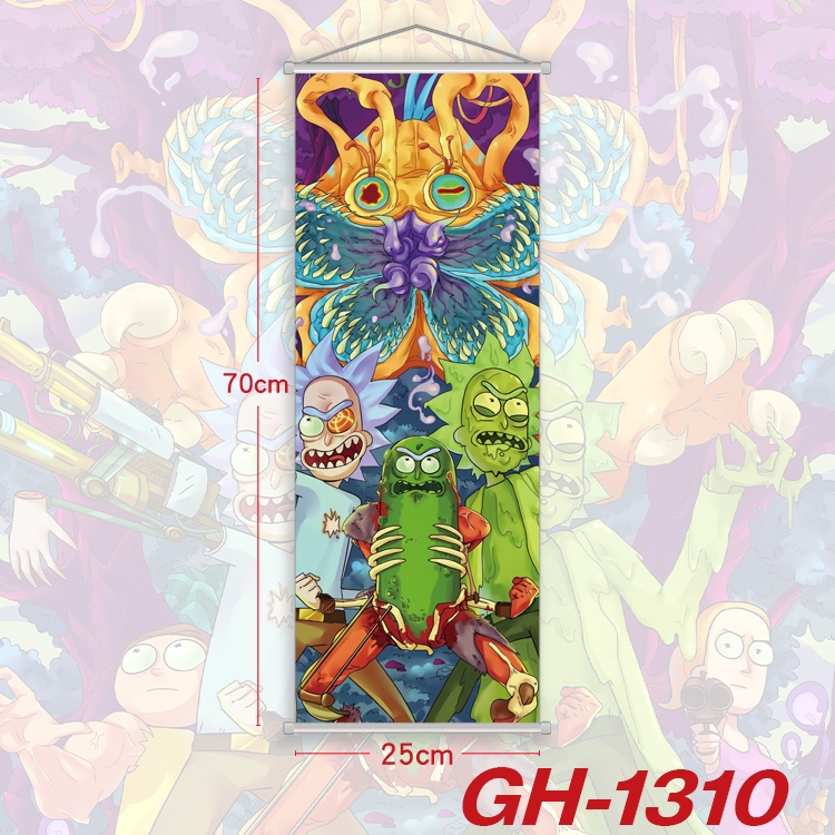 Rick and Morty Plastic Rod Cloth Small Hanging Canvas Painting Wall Scroll 25x70cm price for 5 pcs GH-1310A