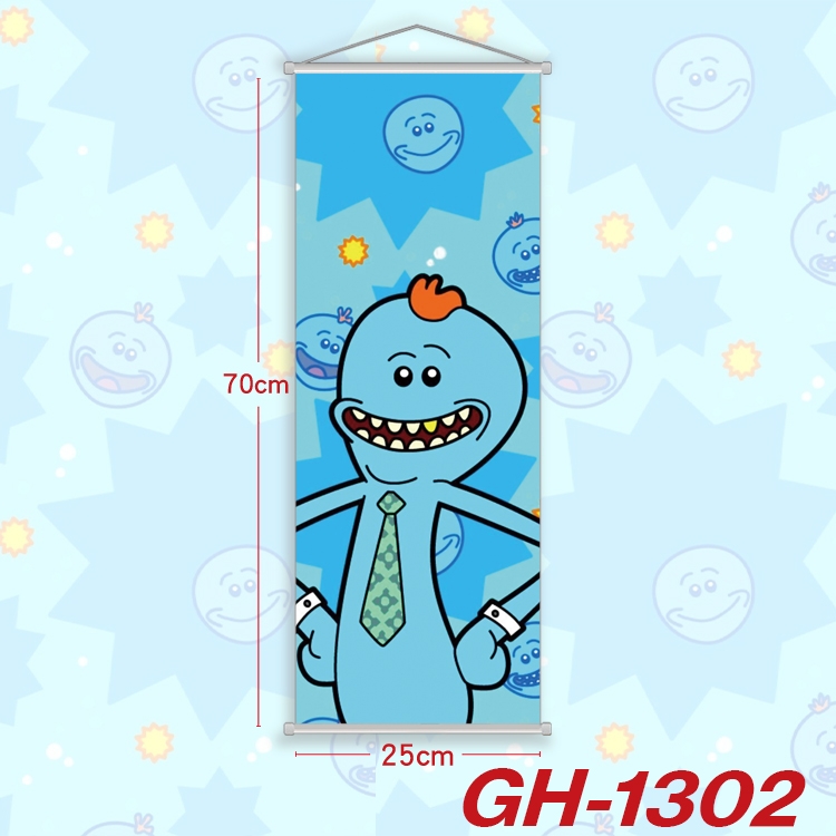 Rick and Morty Plastic Rod Cloth Small Hanging Canvas Painting Wall Scroll 25x70cm price for 5 pcs GH-1302A