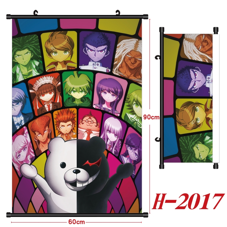 Dangan-Ronpa Anime Black Plastic Rod Canvas Painting Wall Scroll 60X90CM H-2017