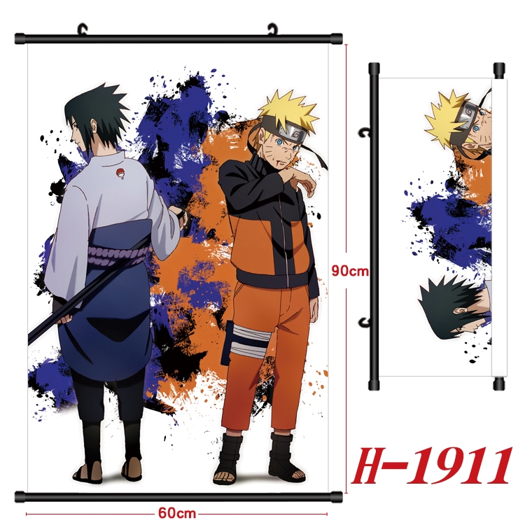 Naruto Anime Black Plastic Rod Canvas Painting Wall Scroll 60X90CM H-1911