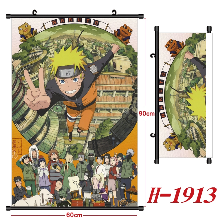 Naruto Anime Black Plastic Rod Canvas Painting Wall Scroll 60X90CM  H-1913