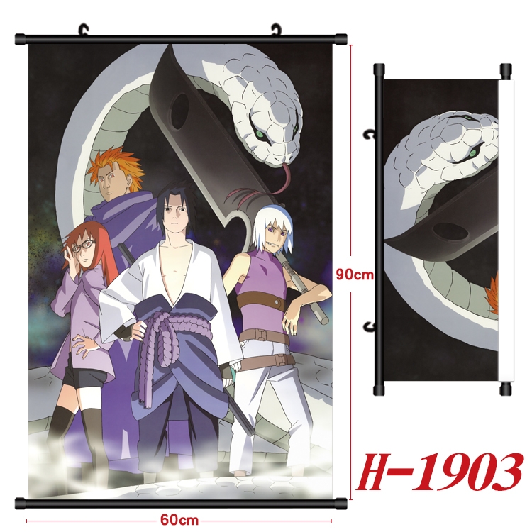 Naruto Anime Black Plastic Rod Canvas Painting Wall Scroll 60X90CM H-1903