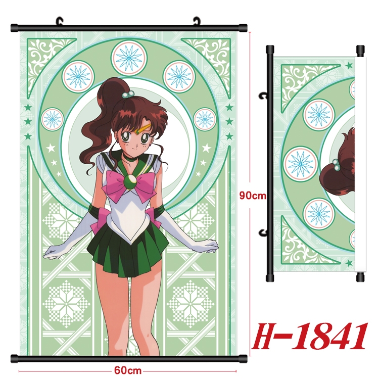 sailormoon Anime Black Plastic Rod Canvas Painting Wall Scroll 60X90CM  H-1841