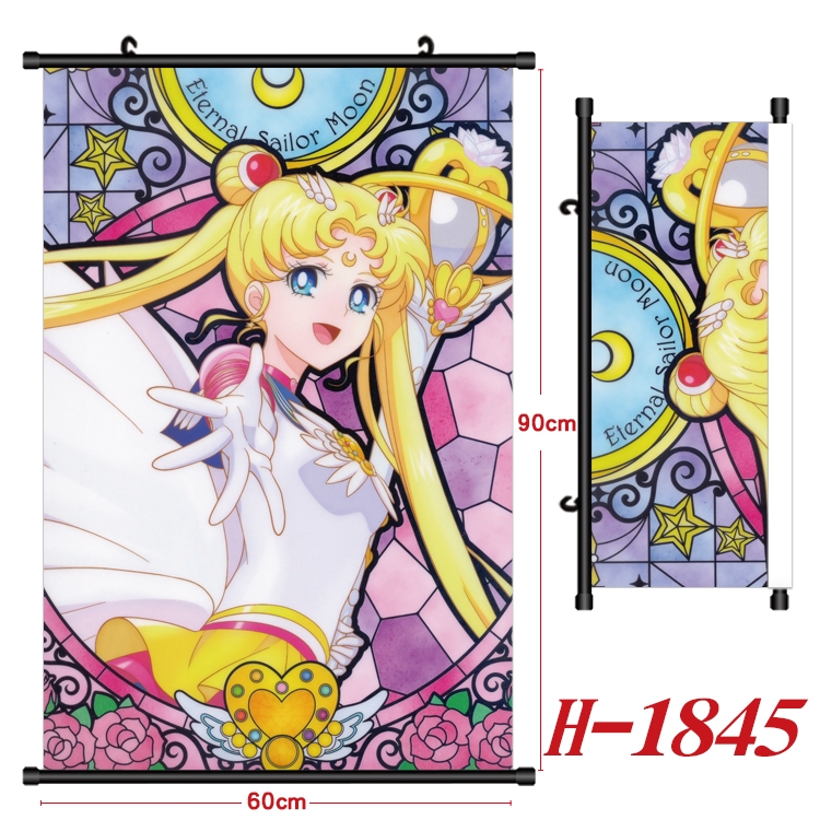 sailormoon Anime Black Plastic Rod Canvas Painting Wall Scroll 60X90CM H-1845