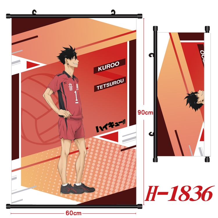 Haikyuu!! Anime Black Plastic Rod Canvas Painting Wall Scroll 60X90CM  H-1836