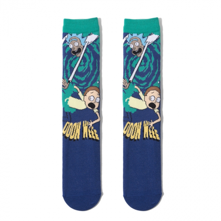 Rick and Morty Anime cartoon socks combed cotton neutral socks straight socks Price for 5 Pairs