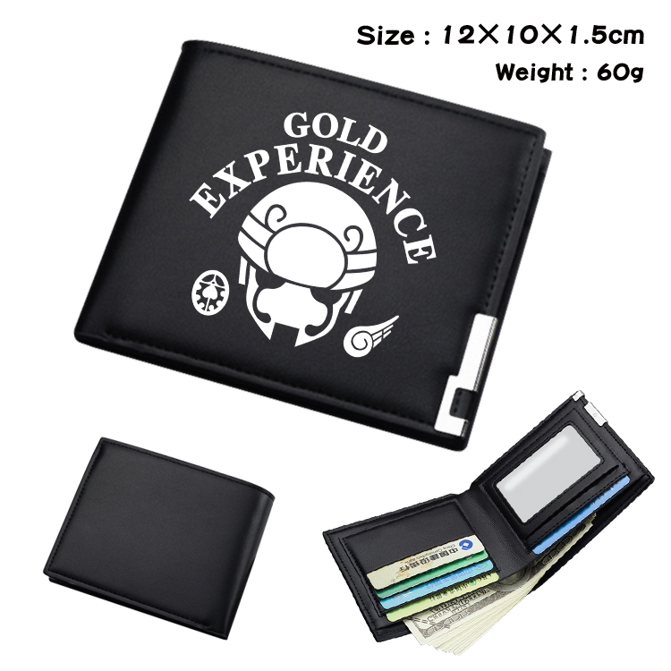 JoJos Bizarre Adventure Anime Coloring Book Black Leather Bifold Wallet 12x10x1.5cm