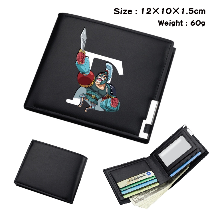 One Piece Anime Coloring Book Black Leather Bifold Wallet 12x10x1.5cm