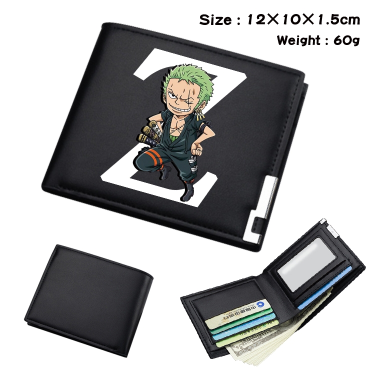 One Piece Anime Coloring Book Black Leather Bifold Wallet 12x10x1.5cm