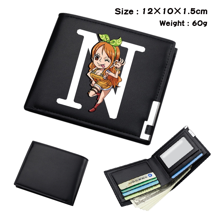 One Piece Anime Coloring Book Black Leather Bifold Wallet 12x10x1.5cm