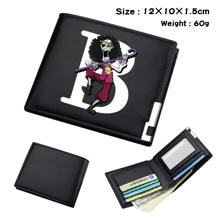 One Piece Anime Coloring Book Black Leather Bifold Wallet 12x10x1.5cm