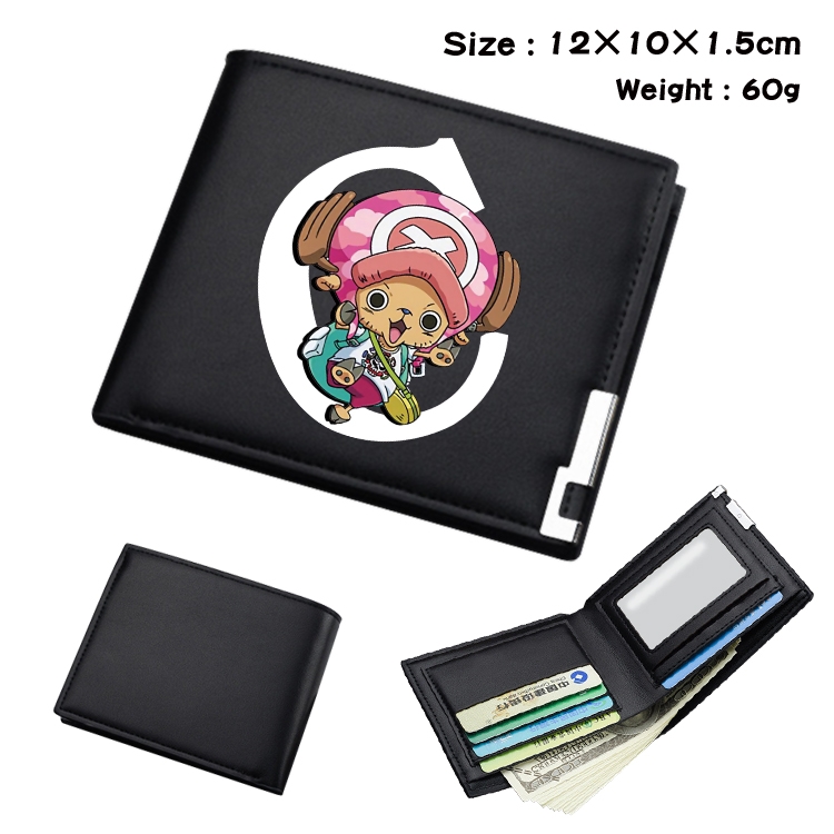 One Piece Anime Coloring Book Black Leather Bifold Wallet 12x10x1.5cm