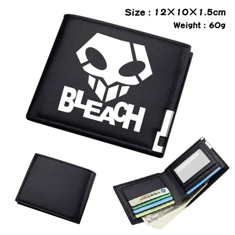 Bleach Anime Coloring Book Black Leather Bifold Wallet 12x10x1.5cm