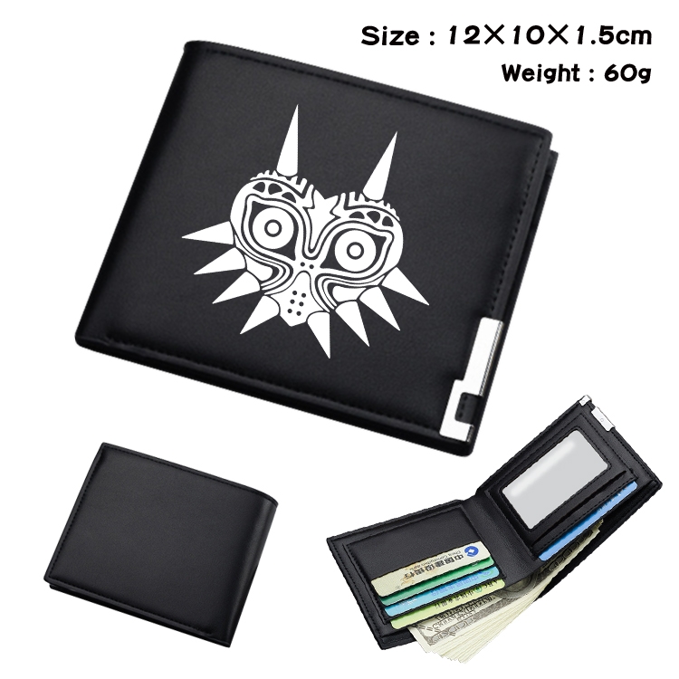 The Legend of Zelda Anime Coloring Book Black Leather Bifold Wallet 12x10x1.5cm