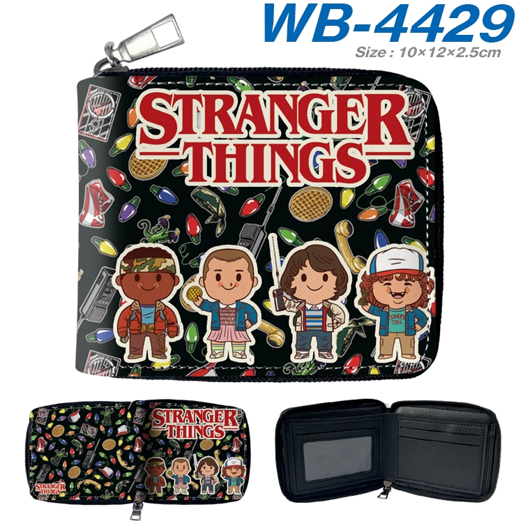 Stranger Things Anime full-color short full zip two fold wallet 10x12x2.5cm  WB-4429A