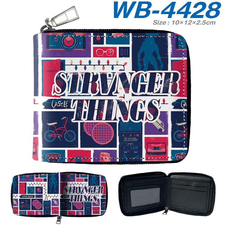 Stranger Things Anime full-color short full zip two fold wallet 10x12x2.5cm WB-4428A