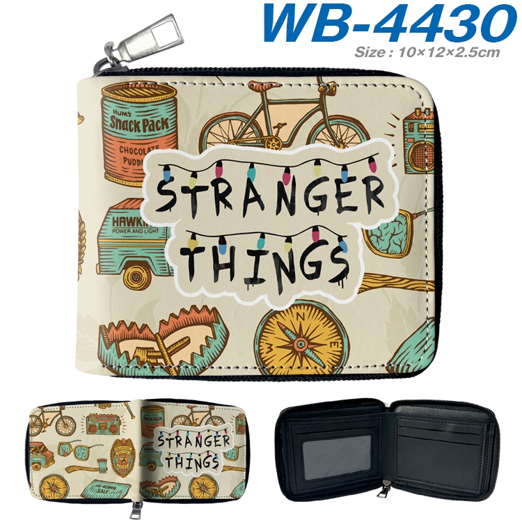 Stranger Things Anime full-color short full zip two fold wallet 10x12x2.5cm  WB-4430A