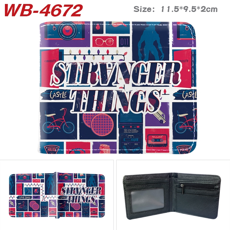 Stranger Things Animation color PU leather half fold wallet 11.5X9X2CM WB-4672A