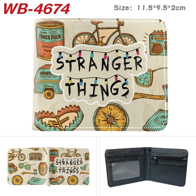 Stranger Things Animation color PU leather half fold wallet 11.5X9X2CM WB-4674A