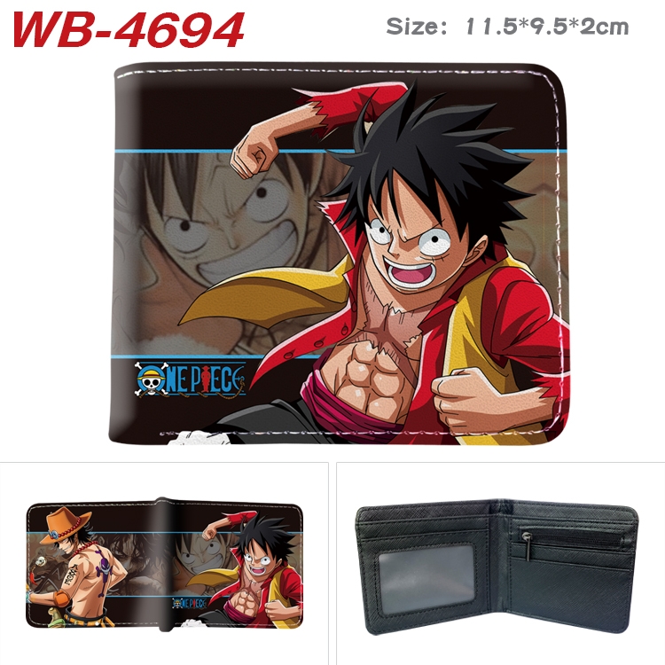 One Piece Animation color PU leather half fold wallet 11.5X9X2CM WB-4694A
