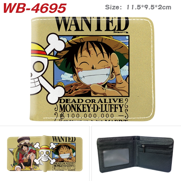 One Piece Animation color PU leather half fold wallet 11.5X9X2CM  WB-4695A